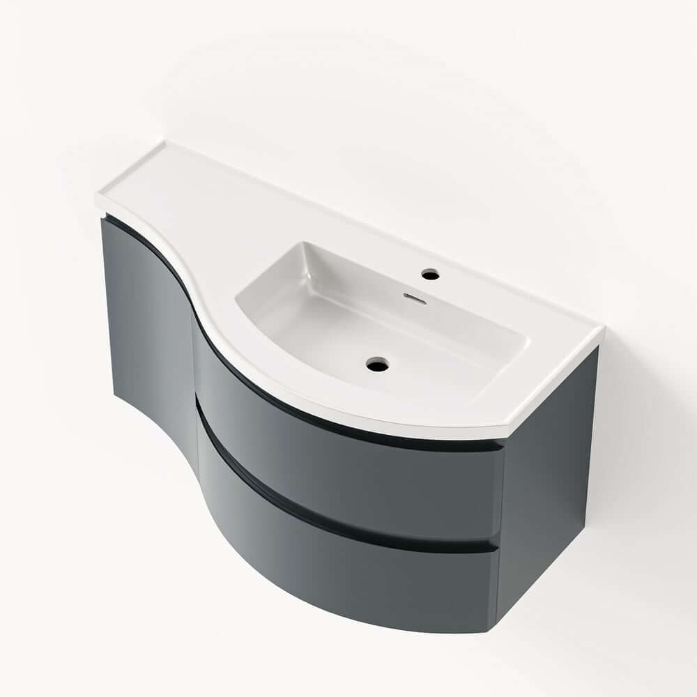 Modern Floating Bathroom Vanity with Integrated Stone Resin Sink