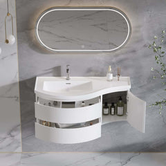 Modern Floating Bathroom Vanity with Integrated Stone Resin Sink