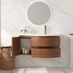 Modern Floating Bathroom Vanity with Integrated Stone Resin Sink
