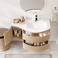 Modern Floating Bathroom Vanity with Integrated Stone Resin Sink