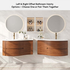 Modern Floating Bathroom Vanity with Integrated Stone Resin Sink