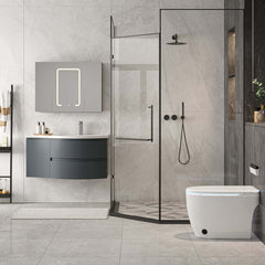 Modern Floating Bathroom Vanity with Integrated Stone Resin Sink