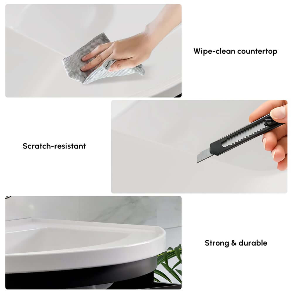 Modern Floating Bathroom Vanity with Integrated Stone Resin Sink