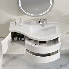 Modern Floating Bathroom Vanity with Integrated Stone Resin Sink