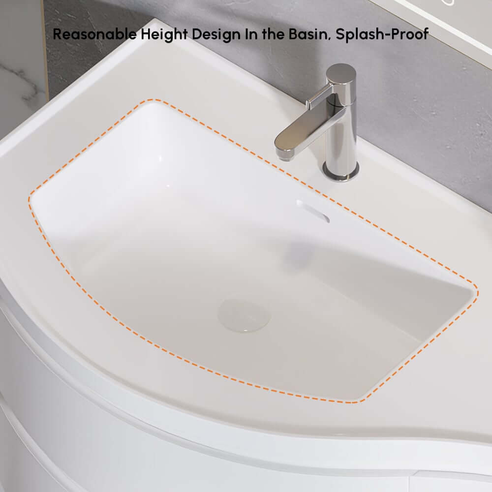 Modern Floating Bathroom Vanity with Integrated Stone Resin Sink