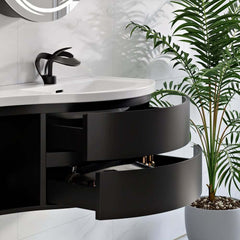 Modern Floating Bathroom Vanity with Integrated Stone Resin Sink