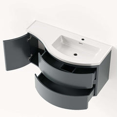 Modern Floating Bathroom Vanity with Integrated Stone Resin Sink