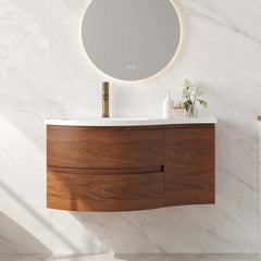 Modern Floating Bathroom Vanity with Integrated Stone Resin Sink