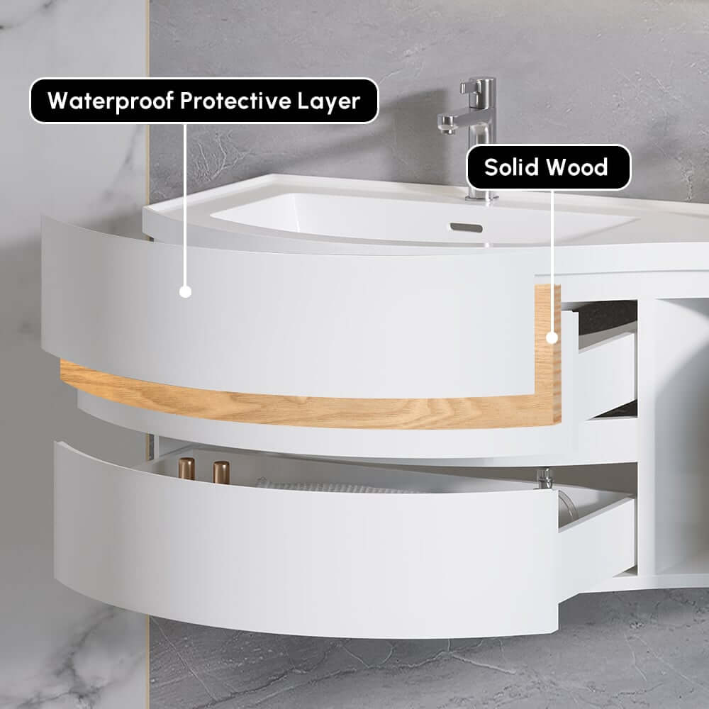 Modern Floating Bathroom Vanity with Integrated Stone Resin Sink