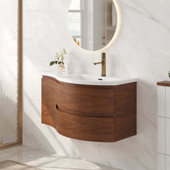 Modern Floating Bathroom Vanity with Integrated Stone Resin Sink