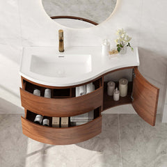 Modern Floating Bathroom Vanity with Integrated Stone Resin Sink