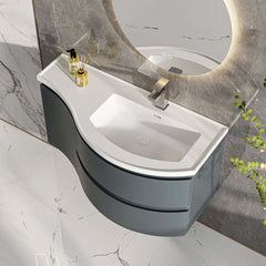 Modern Floating Bathroom Vanity with Integrated Stone Resin Sink