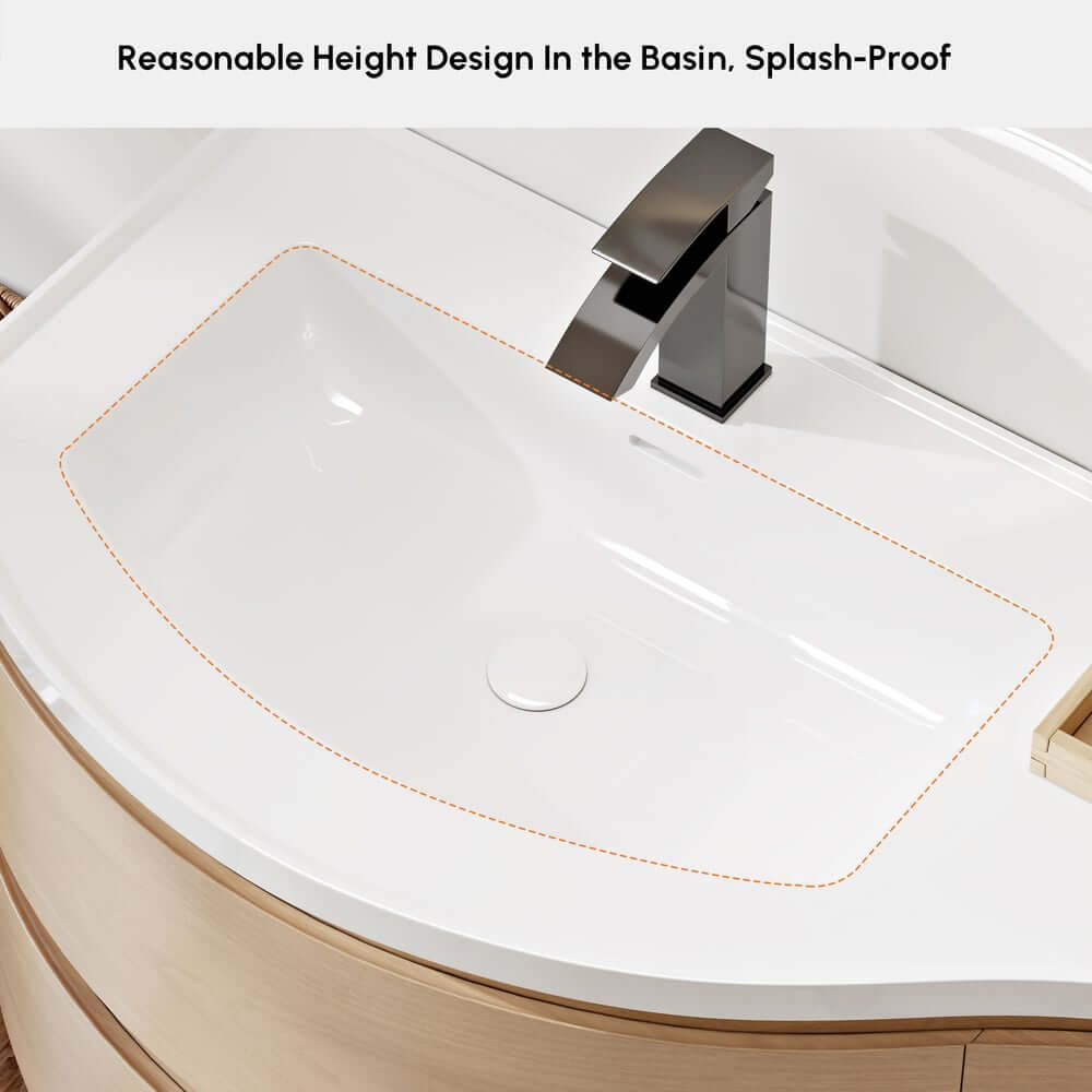 Modern Floating Bathroom Vanity with Integrated Stone Resin Sink