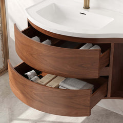 Modern Floating Bathroom Vanity with Integrated Stone Resin Sink