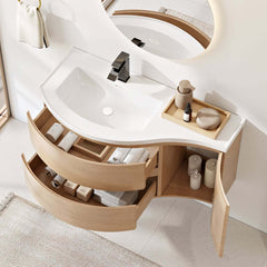 Modern Floating Bathroom Vanity with Integrated Stone Resin Sink