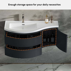 Modern Floating Bathroom Vanity with Integrated Stone Resin Sink