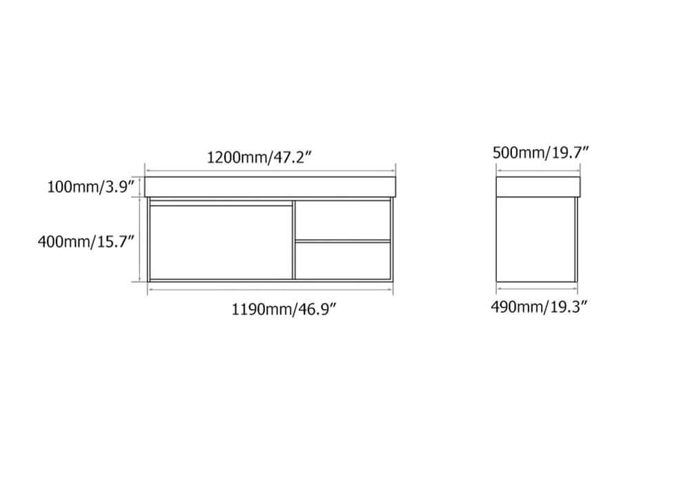 Modern Floating Bathroom Vanity With Undermount Ceramic Sink Dimensions