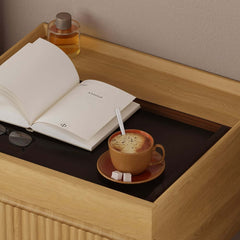 Modern Floating Nightstand With Glass Top And Drawers
