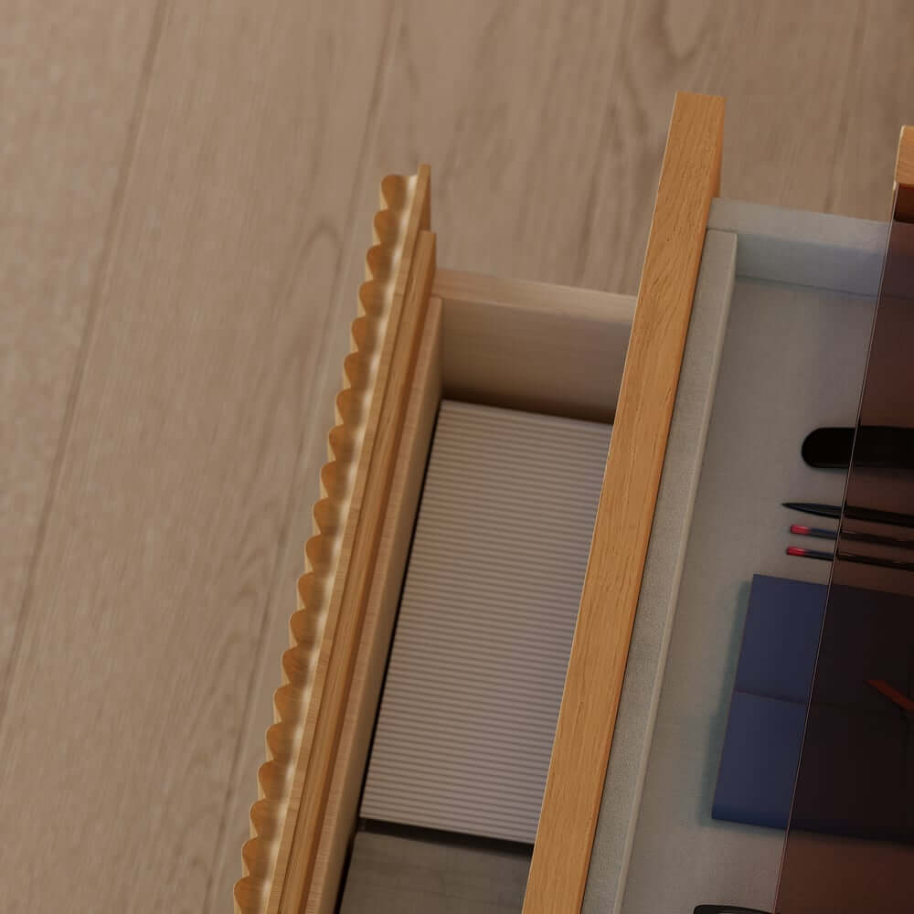 Modern Floating Nightstand With Glass Top And Drawers