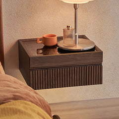 Modern Floating Nightstand With Glass Top And Drawers