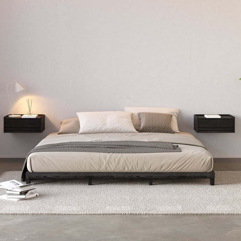 Modern Floating Nightstand with LED & Charging Options