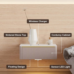 Modern Floating Nightstand With Sintered Stone Top