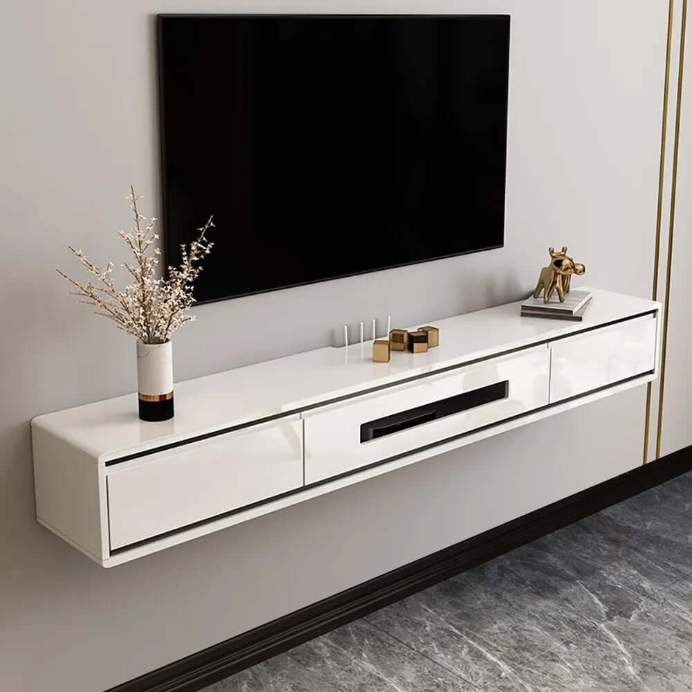 Modern Floating TV Stand With Drawers And Cable Management