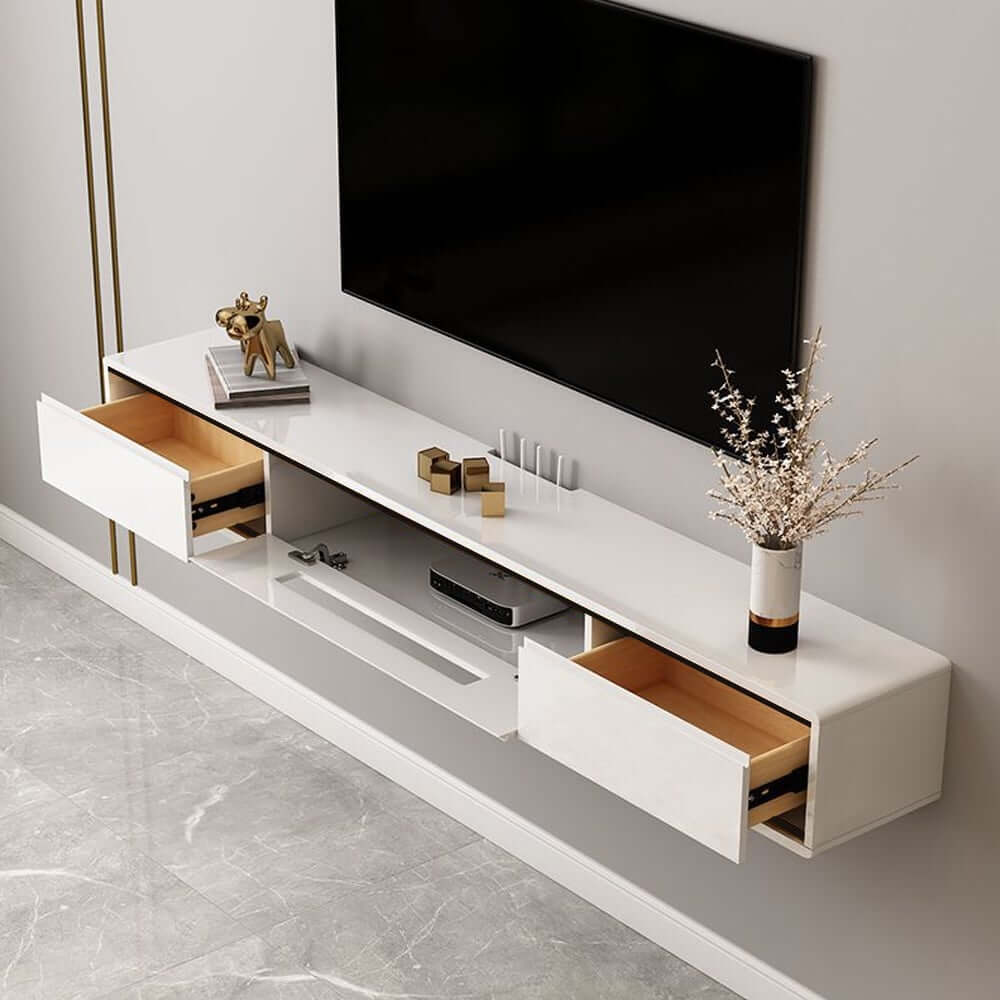 Modern Floating TV Stand With Drawers And Cable Management