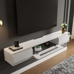 Modern Floating TV Stand With Drawers And Cable Management