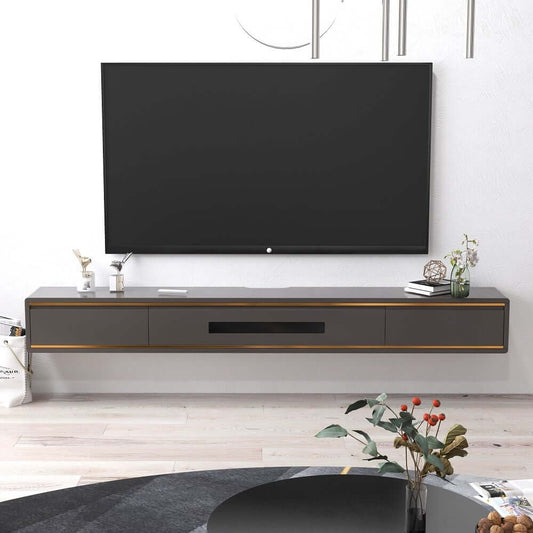 Modern Floating TV Stand With Drawers And Cable Management
