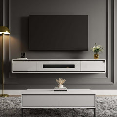 Modern Floating TV Stand With Drawers And Cable Management