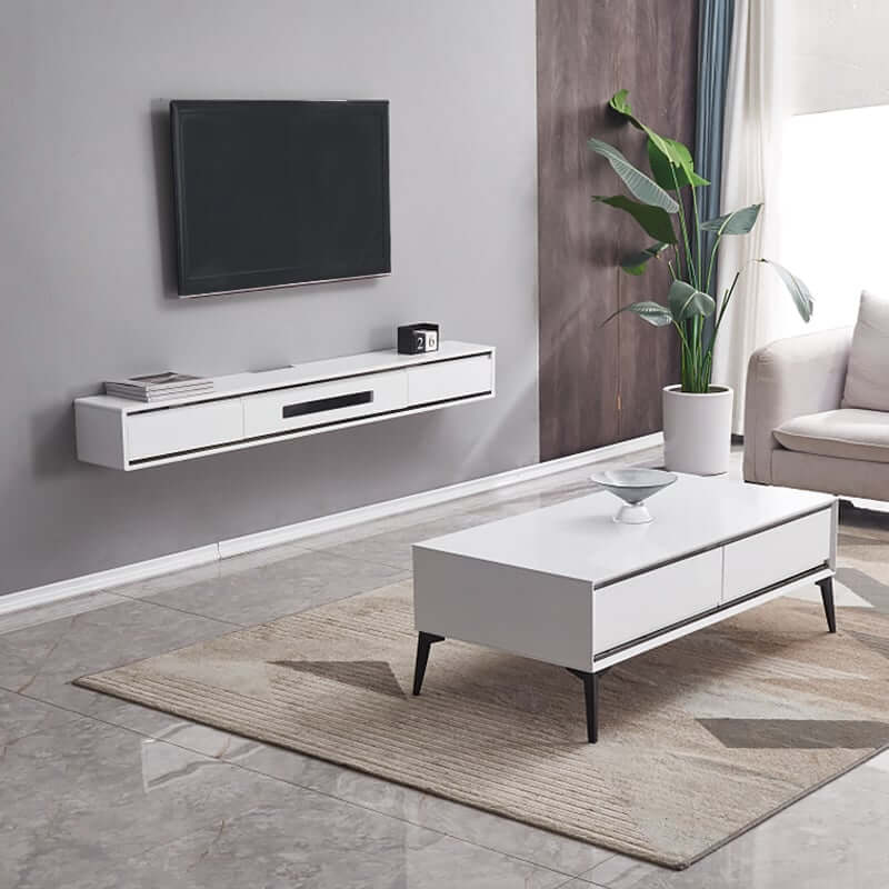 Modern Floating TV Stand With Drawers And Cable Management