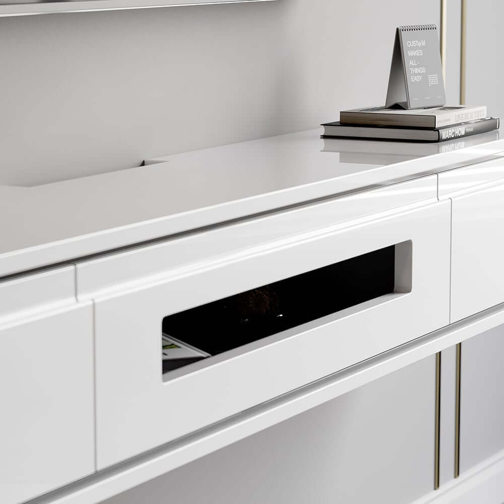 Modern Floating TV Stand With Drawers And Cable Management