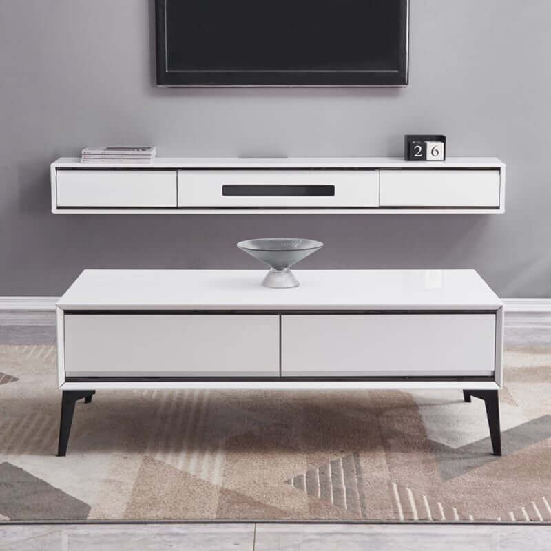 Modern Floating TV Stand With Drawers And Cable Management