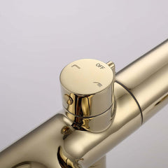 Modern Floor Mounted Bathtub Faucet in Brass with Gold Finish