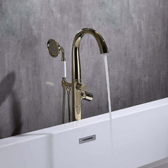 Modern Floor Mounted Bathtub Faucet in Brass with Gold Finish
