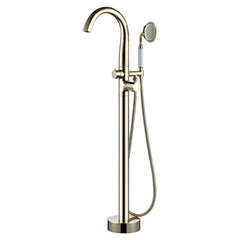 Modern Floor Mounted Bathtub Faucet in Brass with Gold Finish