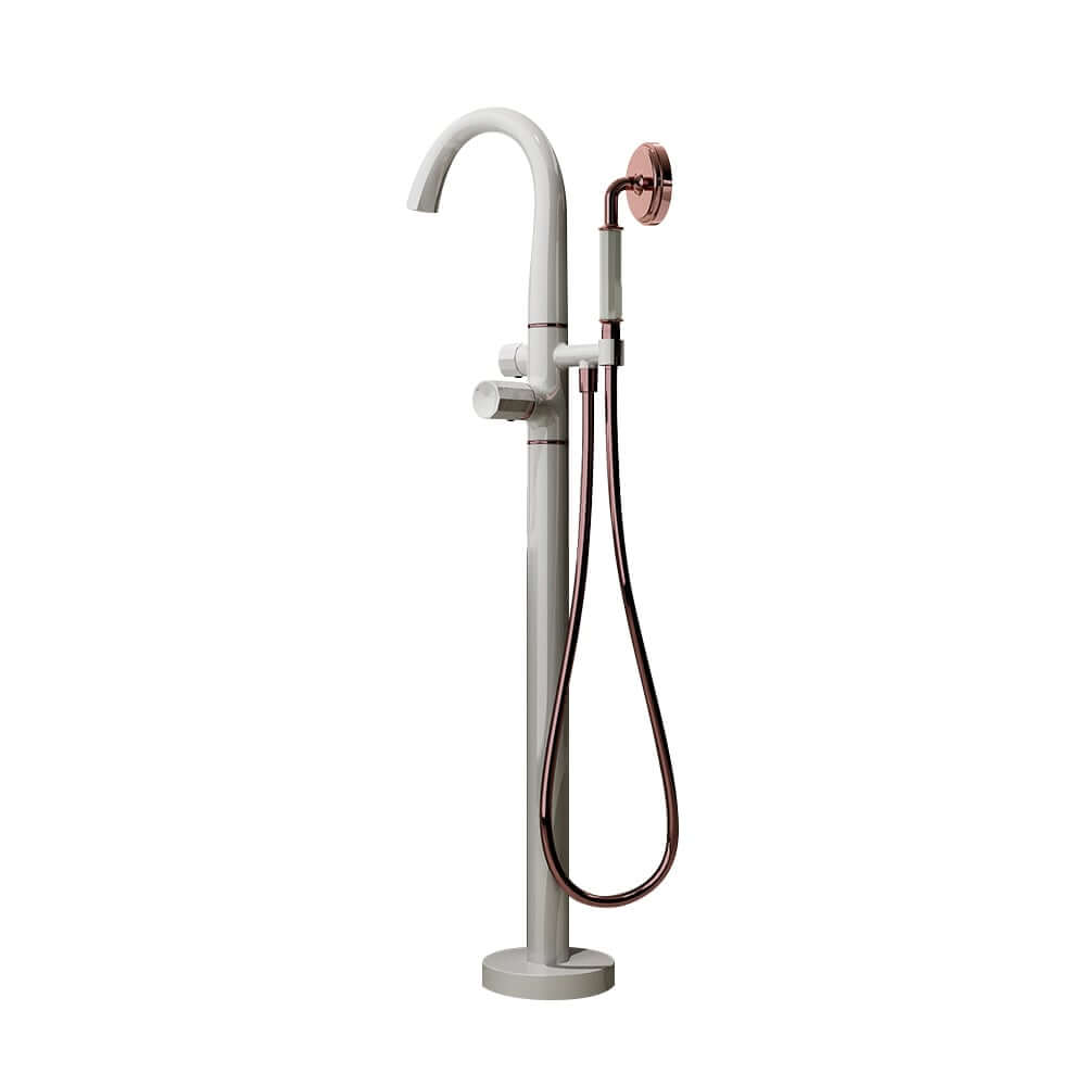 Modern Floor Mounted Bathtub Faucet in Brass with Gold Finish