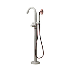 Modern Floor Mounted Bathtub Faucet in Brass with Gold Finish