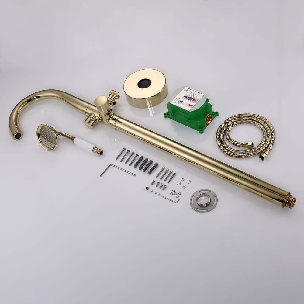Modern Floor Mounted Bathtub Faucet in Brass with Gold Finish