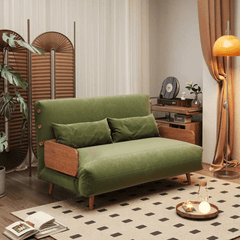 Modern Foldable 2-Seat Sofa in Linen or Velvet Fabric