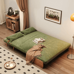 Modern Foldable 2-Seat Sofa in Linen or Velvet Fabric