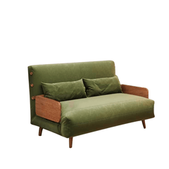 Modern Foldable 2-Seat Sofa in Linen or Velvet Fabric