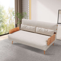 Modern Foldable 2-Seat Sofa in Linen or Velvet Fabric Main Product Image