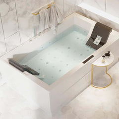 Modern Freestanding Acrylic Back To Wall Bathtub with Chromatherapy