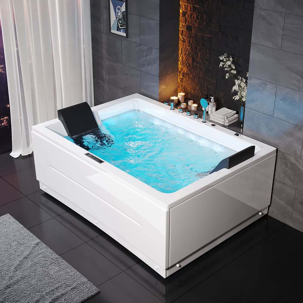 Modern Freestanding Acrylic Back To Wall Bathtub with Chromatherapy