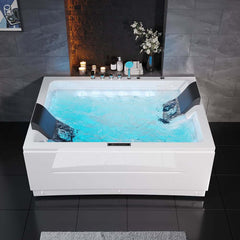 Modern Freestanding Acrylic Back To Wall Bathtub with Chromatherapy