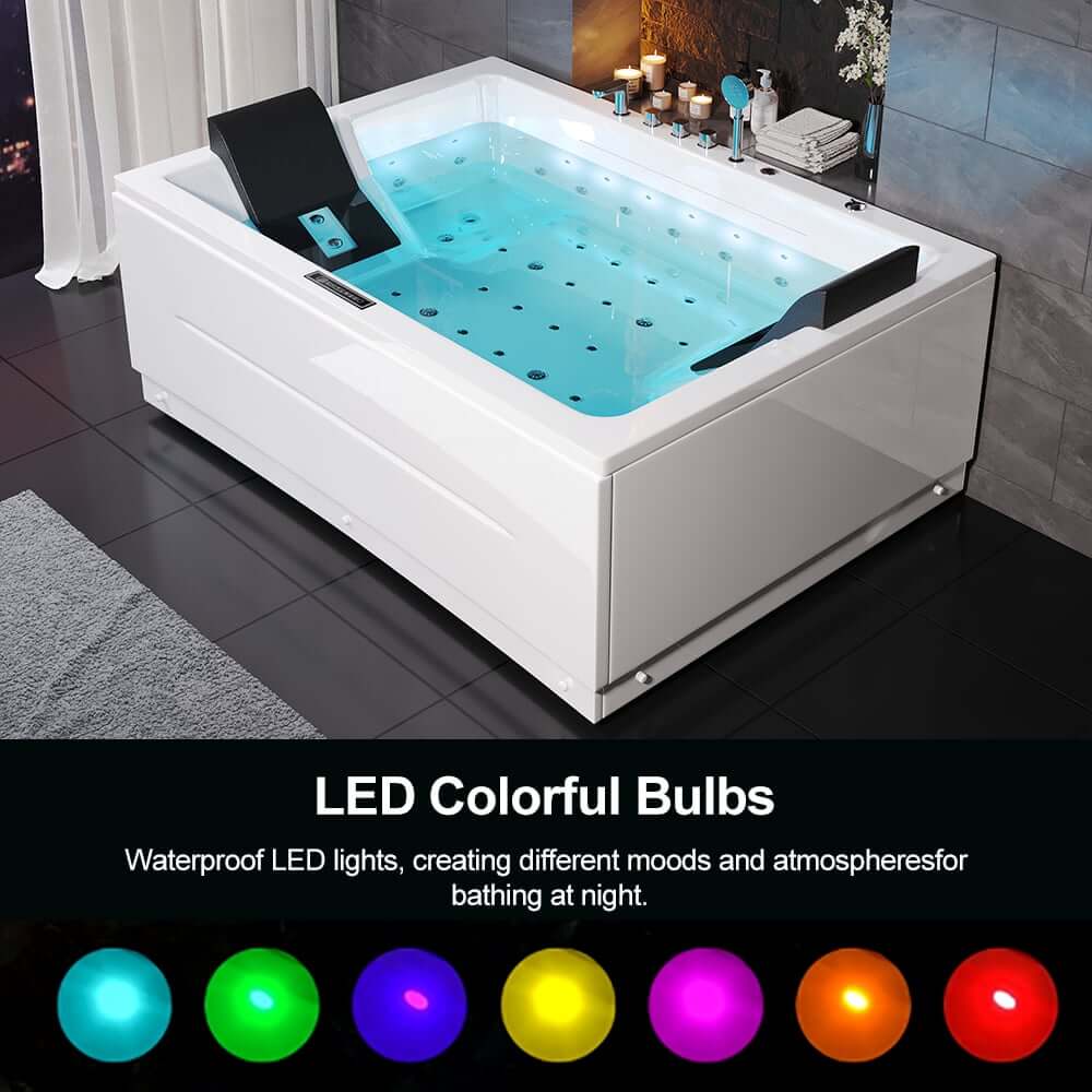 Modern Freestanding Acrylic Back To Wall Bathtub with Chromatherapy