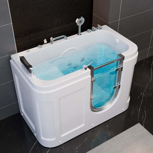 Modern Freestanding Acrylic Back To Wall Bathtub with Hydrotherapy