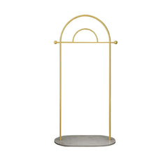 Modern Freestanding Double Arch Coat Rack with Faux Marble Base
